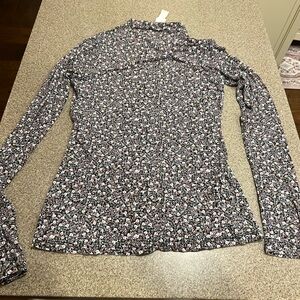 H&M Black and White Floral Blouse